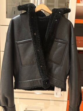 IRO Black Reversible Shearling Lined Jacket